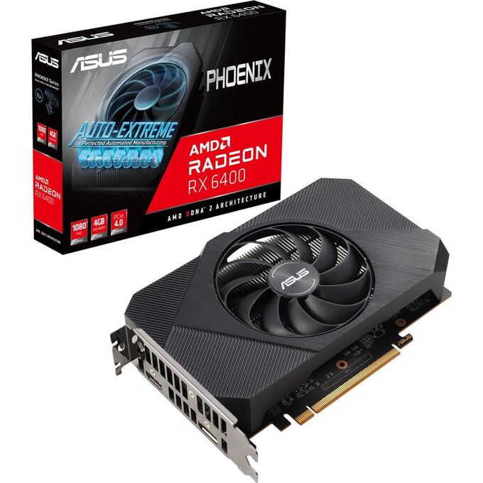 Asus AMD Radeon RX 6400 PH RX6400 4G 4096Mb PCI E 4.0 64 GDDR6 2039 16000 HDMIx1 DPx1 HDCP Ret