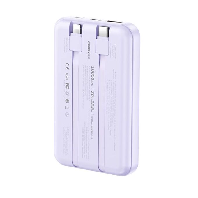 Remax Lecho series 20W+22.5W PD+QC Cabled magnetic wireless fast charging power bank 10000mAh RPP-527 Purple