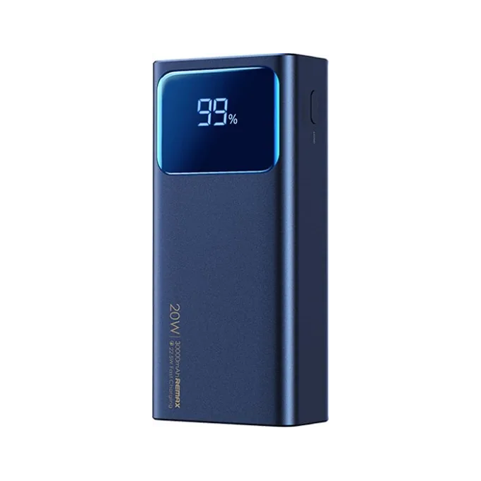REMAX RPP-571 voyage series 20W+22.5W PD+QC cabled fast charging power bank 30000mAh blue