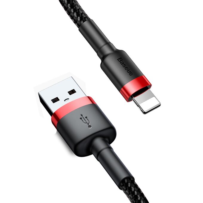 Кабель Baseus cafule Cable USB For iP 2.4A 1m Red+Black