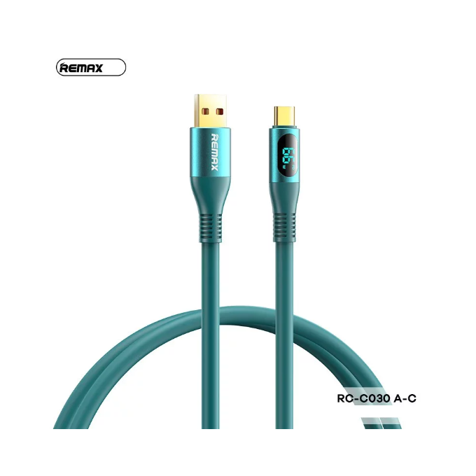 Remax zisee series 66W all-compatible elastic data cable with digital display RC-C030 Type-c Blue