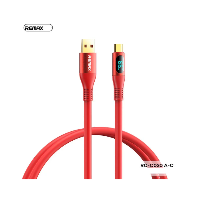 Remax zisee series 66W all-compatible elastic data cable with digital display RC-C030 Type-c Red