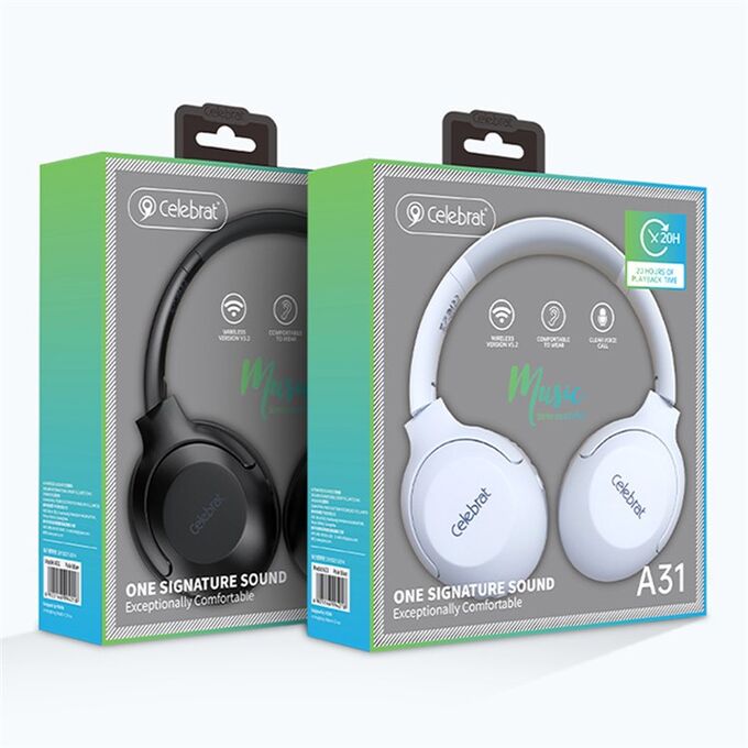 Наушники Celebrat A31 Music Stereo Sound Effect Wireless Headphones, черный